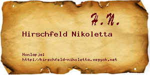 Hirschfeld Nikoletta névjegykártya